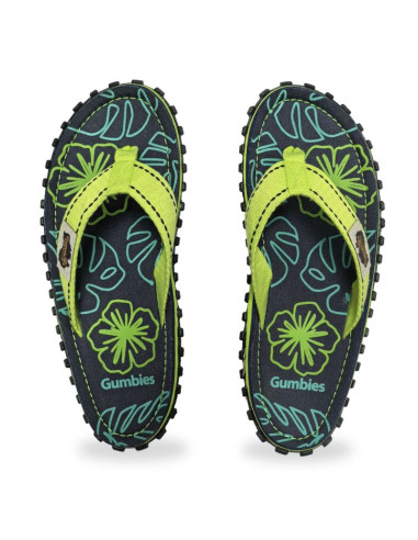 Japonki gumbies islander flip-flops lime hibiscus