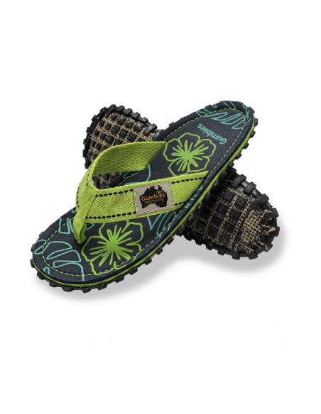 Japonki gumbies islander flip-flops lime hibiscus
