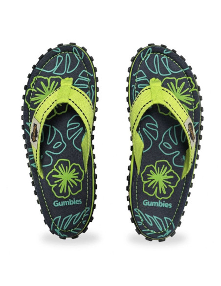 Japonki gumbies islander flip-flops lime hibiscus