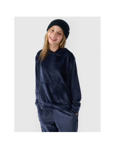 Bluza dresowa z weluru nierozpinana z kapturem dziewczęca 4f 4fjwaw24tswsf1216-31s