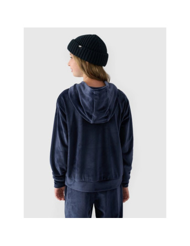 Bluza dresowa z weluru nierozpinana z kapturem dziewczęca 4f 4fjwaw24tswsf1216-31s