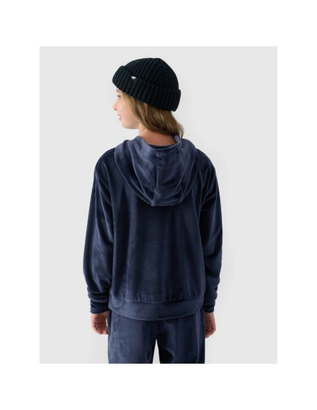 Bluza dresowa z weluru nierozpinana z kapturem dziewczęca 4f 4fjwaw24tswsf1216-31s