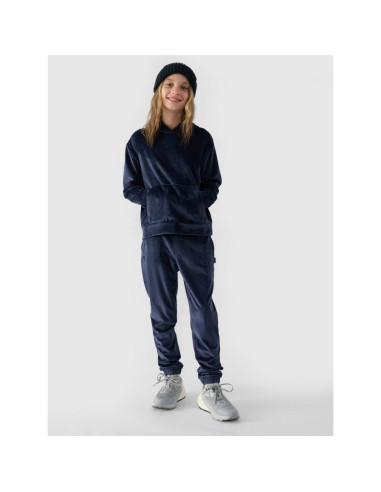 Bluza dresowa z weluru nierozpinana z kapturem dziewczęca 4f 4fjwaw24tswsf1216-31s
