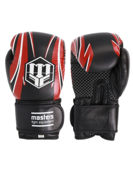 Rękawice bokserskie skórzane rbt-5a czarno-czerwone
