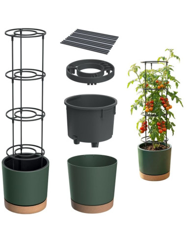 Doniczka do sadzenia pomidorów z drabinką pojemności 35l home grower zielona pinia
