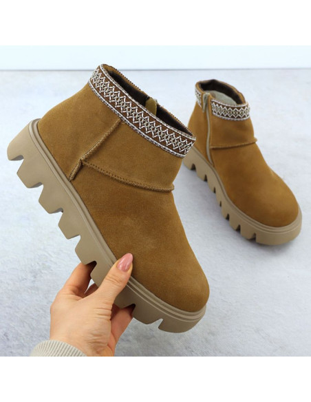 Skórzane botki damskie mukluki na zamek rieker w2074-24