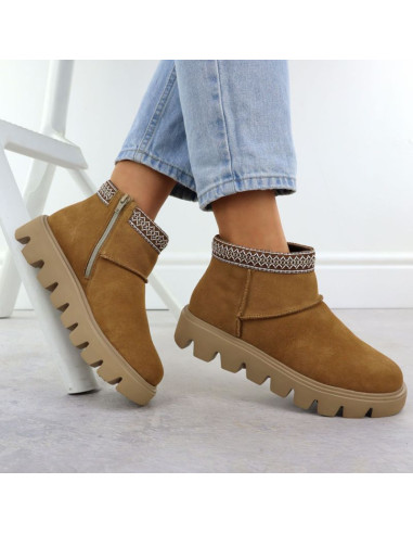 Skórzane botki damskie mukluki na zamek rieker w2074-24