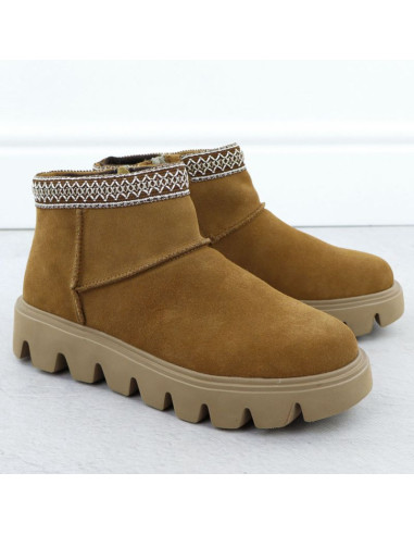 Skórzane botki damskie mukluki na zamek rieker w2074-24