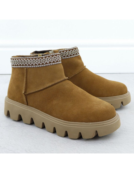 Skórzane botki damskie mukluki na zamek rieker w2074-24