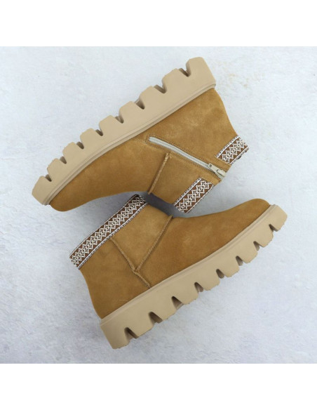 Skórzane botki damskie mukluki na zamek rieker w2074-24