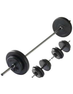 Virtufit regulowany zestaw sztangi - zestaw hantli - 30.5 kg - czarny