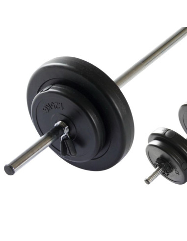 Virtufit regulowany zestaw sztangi - zestaw hantli - 30.5 kg - czarny