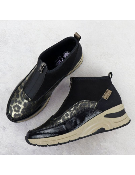 Botki damskie na koturnie czarne rieker n9362-00