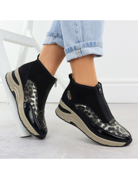 Botki damskie na koturnie czarne rieker n9362-00