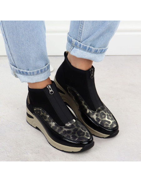 Botki damskie na koturnie czarne rieker n9362-00