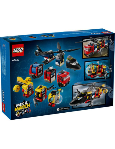 Lego city 60462 zestaw z helikopterem, wozem strażackim i łodzią podwodną