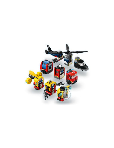 Lego city 60462 zestaw z helikopterem, wozem strażackim i łodzią podwodną