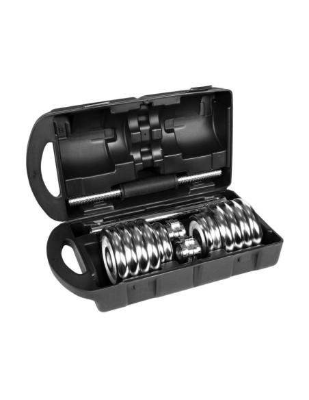 Rebel active hantle regulowane chromowane w walizce z gryfem, zestaw 15 kg