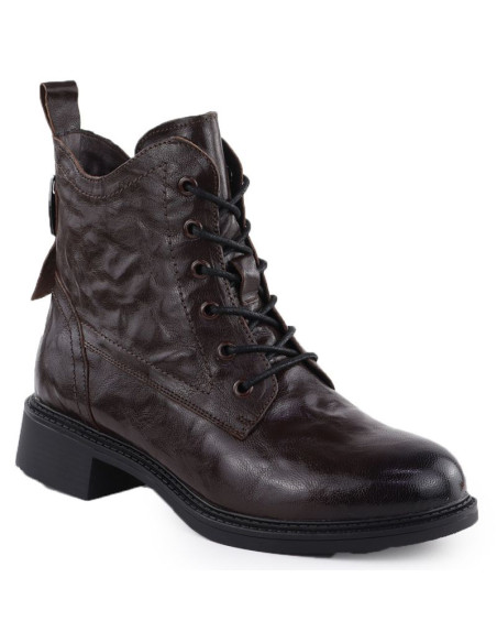 Skórzane workery damskie ocieplane botki brązowe vinceza  86412