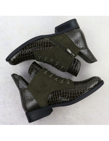 Botki damskie lakierowane kroko zielone vinceza 26-16477