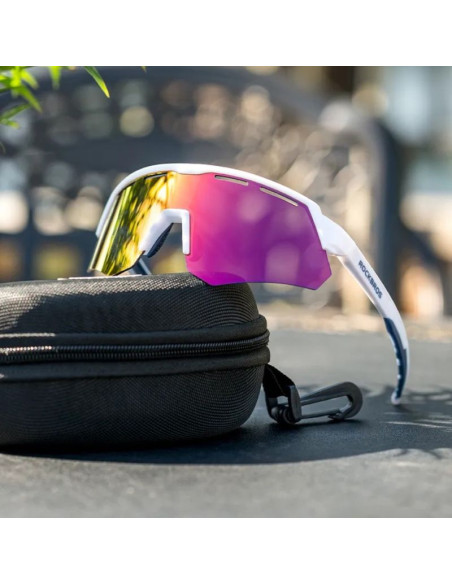 Rockbros okulary sportowe biało-niebieskie