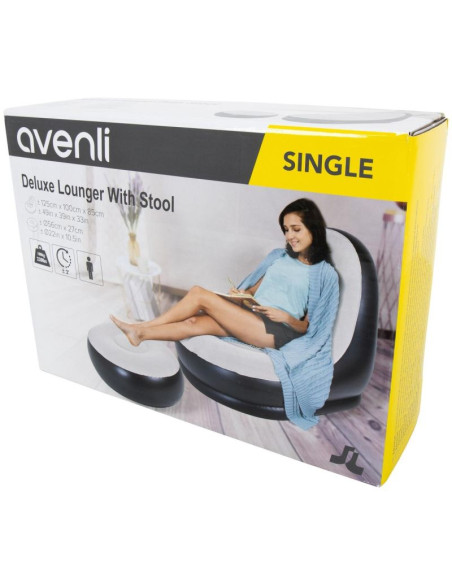 Fotel dmuchany z podnóżkiem deluxe 125x100x85cm 22321