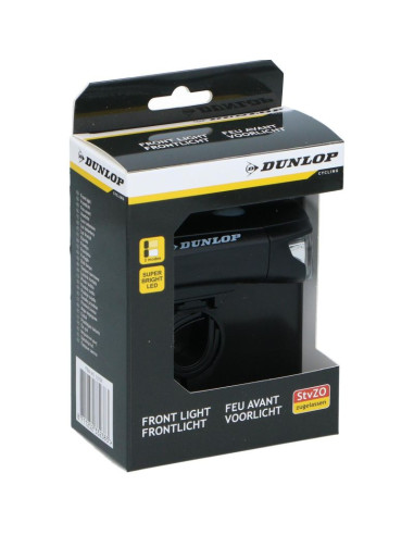 Lampka rowerowa przednia certyfikat dwa tryby świecenia na baterie dunlop