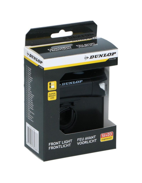Lampka rowerowa przednia certyfikat dwa tryby świecenia na baterie dunlop