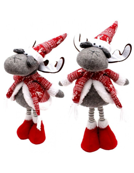 Renifer dekoracyjny na teleskopowych nogach 45-60cm czerwony