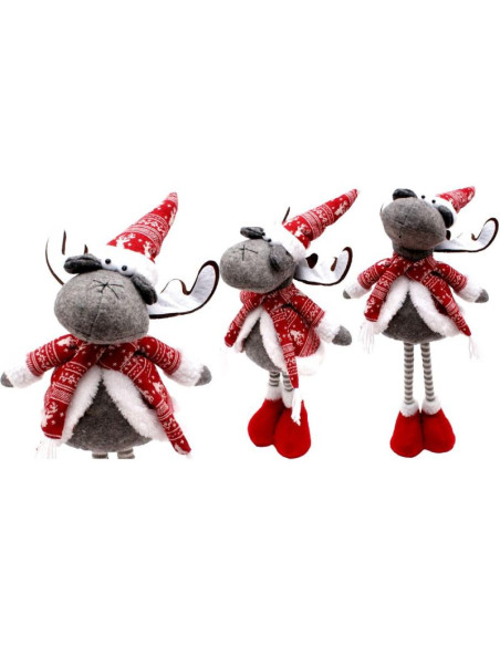 Renifer dekoracyjny na teleskopowych nogach 45-60cm czerwony