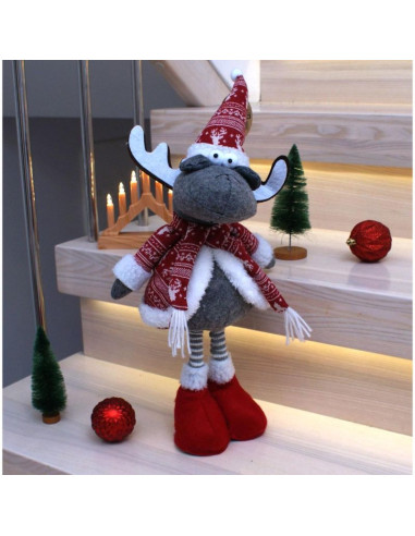 Renifer dekoracyjny na teleskopowych nogach 45-60cm czerwony