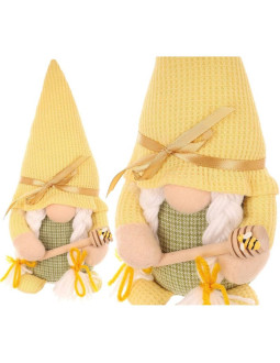 Skrzat gnom 20cm zółty łyżeczką do miodu dekoracja wiosenna