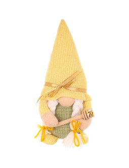 Skrzat gnom 20cm zółty łyżeczką do miodu dekoracja wiosenna 2