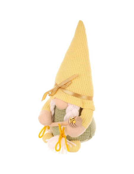 Skrzat gnom 20cm zółty łyżeczką do miodu dekoracja wiosenna