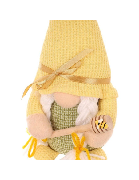 Skrzat gnom 20cm zółty łyżeczką do miodu dekoracja wiosenna