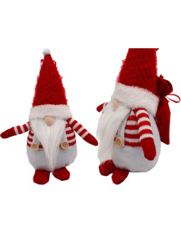 Mikołaj dekoracyjny z workiem na prezent 25cm biały