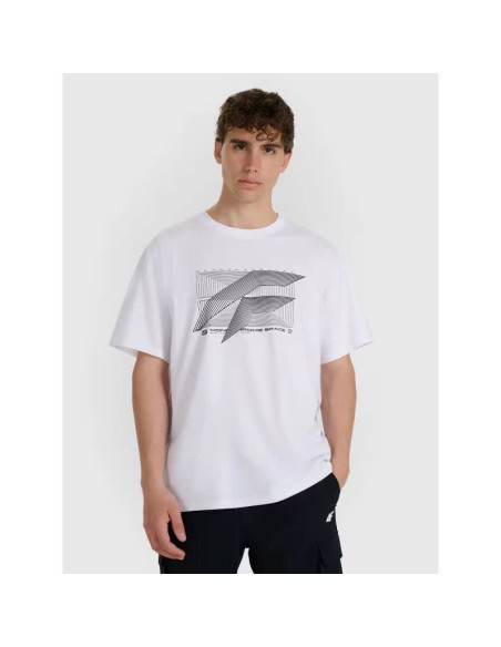 T-shirt regular z nadrukiem męski 4f 4fraw25ttshm3259-10s