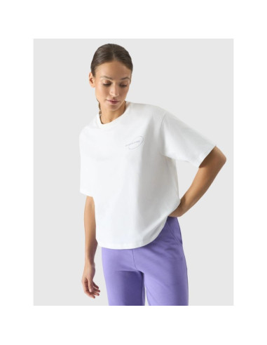 T-shirt oversize z nadrukiem damski 4f 4frss24ttshf2089-11s