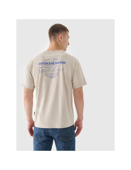T-shirt oversize z nadrukiem męski 4f 4frss24ttshm2535-83s