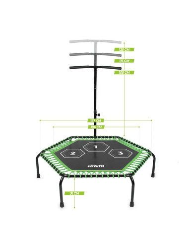 Virtufit trampolina fitness pro z uchwytem - czarna - 127 cm