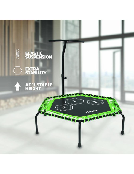 Virtufit trampolina fitness pro z uchwytem - czarna - 127 cm