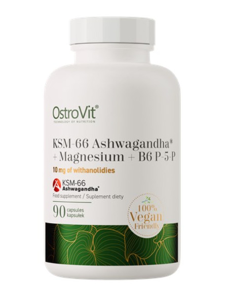 Ostrovit Ksm-66 Ashwagandha + Magnez + B6 P-5-P Vege (90 Kaps.)
