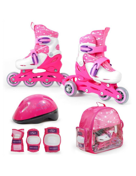 Zestaw smj sport combo pink led: 2w1 wrotko-rolki