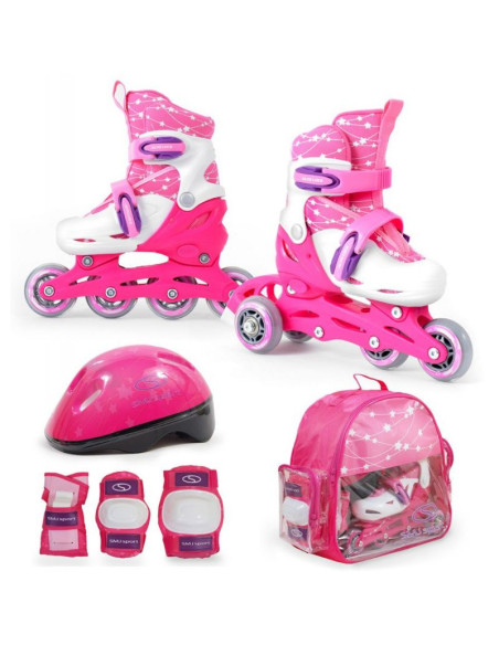 Zestaw smj sport combo pink led: 2w1 wrotko-rolki