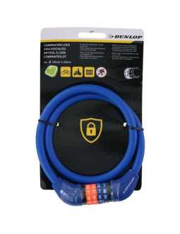 Zapięcie rowerowe dunlop linka,szyfr 10 mm x 65 cm niebieskie 1042503 2