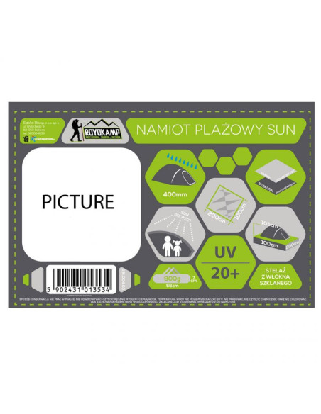 Namiot plażowy sun 200x100x105 royokamp 1013534