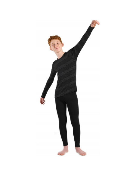 Zestaw bielizny dziecięcej odlo set long active warm eco set roz. 116cm czarno-szary