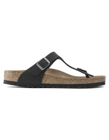 Japonki birkenstock gizeh birko-flor damskie narrow black na wąską stopę wegańskie czarne (1020487)