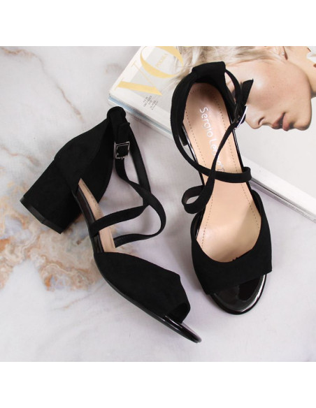 Sandały na słupku sergio leone w sk367