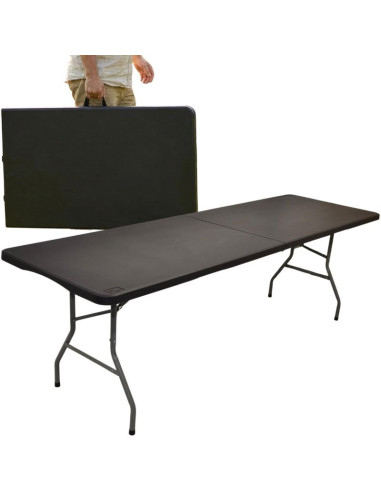 Stół cateringowy składany w walizkę 240x74x74cm 150kg czarny